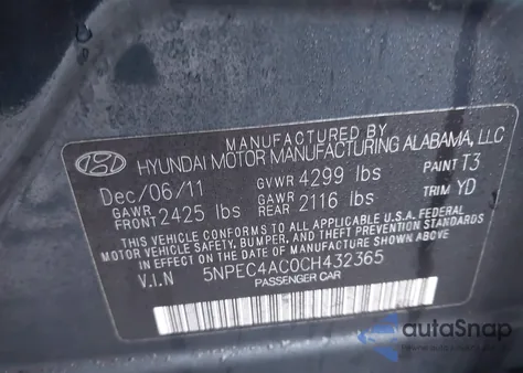 2012 Hyundai Sonata Limited from USA, damaged, VIN 5NPEC4AC0CH432365